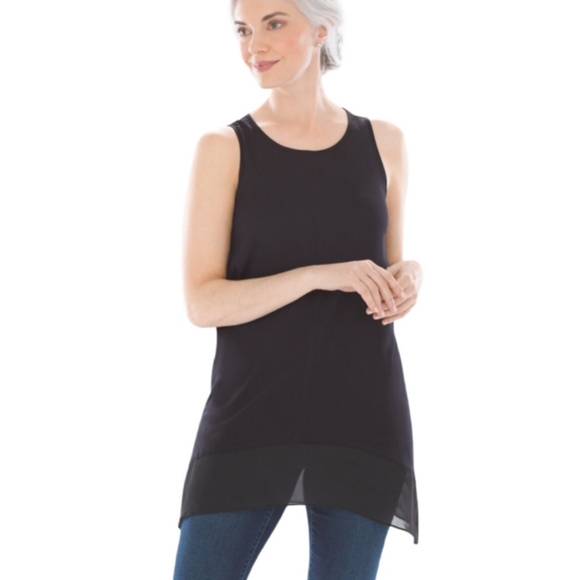 Soma Tops - Soma Chiffon Trim Sleeveless Tunic Top in Black Size Small-NWT